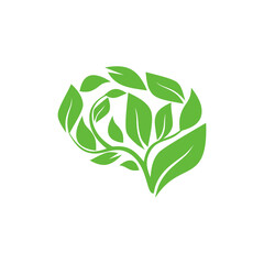 a logo vector illustration of leaves forming a brain