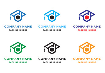 D letter monogram logo education logo college hat logo
