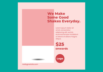 Pink shakes or food advert instagram post banner

