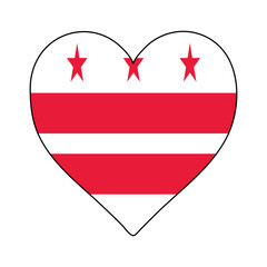 District of Columbia Heart Shape Flag. Love District of Columbia. Visit District of Columbia. Northern America. America. Vector Illustration Graphic Design.