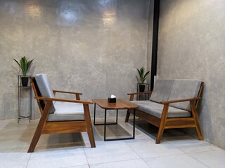 living room with vintage arm chair. minimalist modern interior design