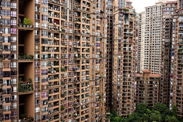 Fototapeta na wymiar This is an ordinary residential community located on Shabin Road in Shapingba District, Chongqing, China. Shot on July 14, 2015.