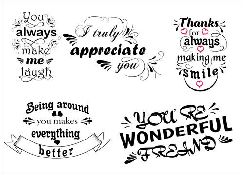 lettering set of phrases of compliments