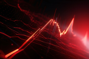 Investment and trading chart, stock market fall and loss red graph. Financial crisis, economic problems concept. Generative AI