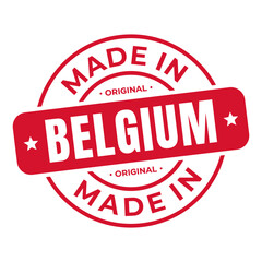 Made In Belgium Stamp Logo Icon Symbol Design. Seal National Original Product Badge. Vector Illustration