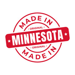 Made In Minnesota Stamp Logo Icon Symbol Design. Seal National Original Product Badge. Vector Illustration