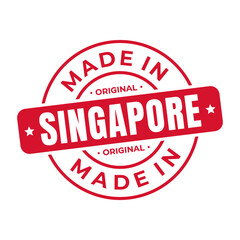 Made In Singapore Stamp Logo Icon Symbol Design. Seal National Original Product Badge. Vector Illustration