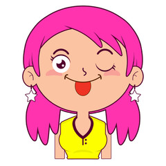 girl playful face cartoon cute