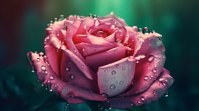 Water drop rose desktop wallpaper. Generative ai.