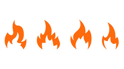 Red Fiery flames vector set, isolated on white background  , Vector illustration EPS 10