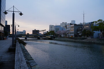 Fototapeta na wymiar Bridge over Shinmachi River in Tokushima, Japan - 日本 徳島 新町川 橋