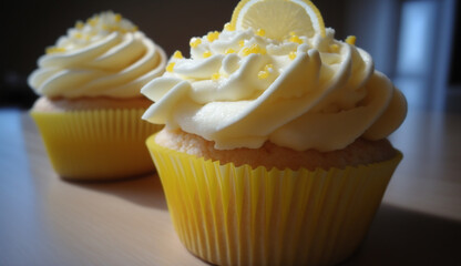 Homemade Delicious Lemon Cupcakes, Generative AI