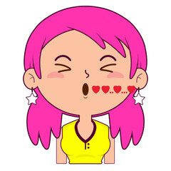 girl whistling love face cartoon cute