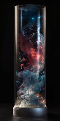 Nebula Encased Within a Glass Cylinder Generative AI