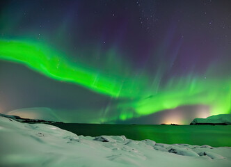 aurora borealis over the sea