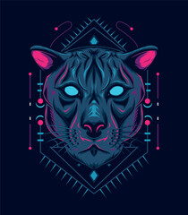 Puma vector artwork with neon color