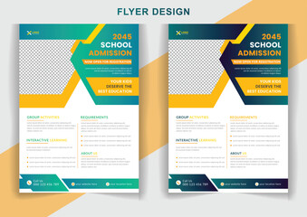 Modern kids education admission flyer back to school poster template