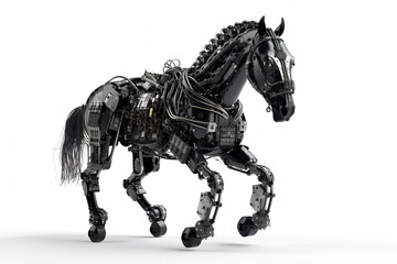 Fototapeta na wymiar Image of a horse modified into a electronics robot on a white background. Wildlife Animal. illustration, generative AI.