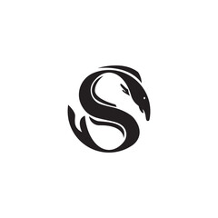 letter S logo illustration black design eel vector