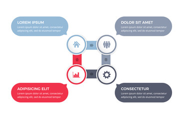 Fototapeta premium Circle diagram with 4 steps with place for your text and icons, infographic template