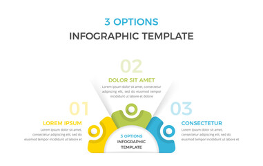 Infographic template with 3 steps or options with numbers and place for your text, workflow, process chart