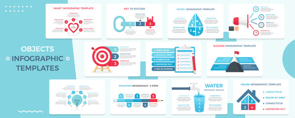 Set of infographic templates with different objects