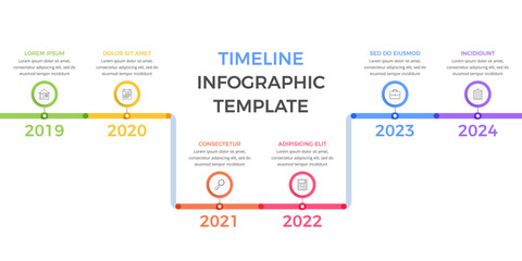 Fototapeta na wymiar Timeline infographics template with six elements with place for icons and text