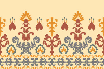 Abstract ethnic ikat background. Ethnic seamless pattern in tribal. Fabric Mexican style. Design for wallpaper, vector illustration, fabric, clothing, carpet, textile, batik, embroidery.