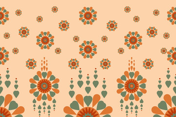 Ethnic abstract flower art. Seamless pattern in tribal, folk embroidery, and Mexican style. Aztec geometric art ornament print.Design for carpet, wallpaper, clothing, wrapping, fabric, cover, textile