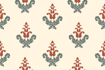 Abstract ikat Seamless Pattern Wallpaper Design Vector Illusion Fabric Clothes Carpet Textile Batik Embroidery.