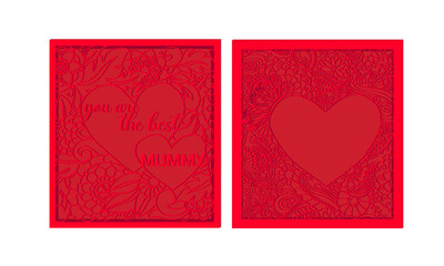 3 layer mother's day red greeting card with  text