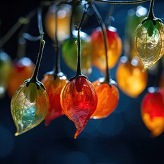 red and yellow lantern in the night Generative AI 