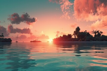 Fototapeta na wymiar sunset over the ocean Generative AI 