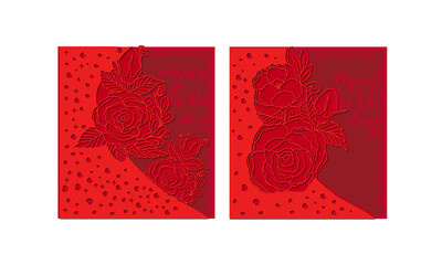 Multilayer mother's day red greeting card .
