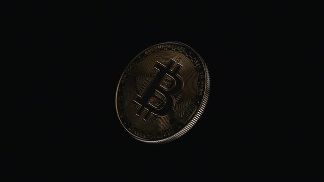 Looping animation of spinning bitcoin in 4k