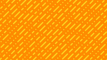 点と線の組み合わせの斜めストライプのデジタル背景のベクター素材　16:9　模様と背景カラーの２層レイヤー　イエロー／オレンジ