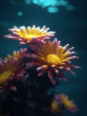 Fototapeta na wymiar Colorful Blooms Beneath the Waves: Discovering Underwater Flowers. Generative AI