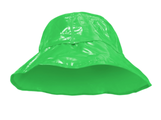 Green plastic bucket hat isolated PNG transparent