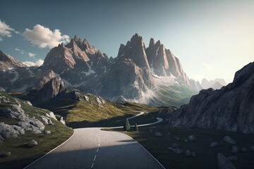 Beautiful road in the mountains Generative AI