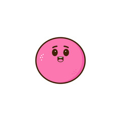 Kawaii ice cream ball with cute face on a white background.