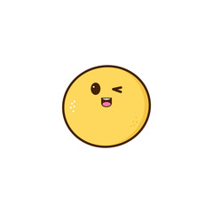 Kawaii ice cream ball with cute face on a white background.