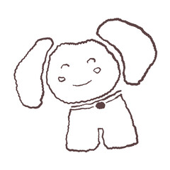 Smiling brown fluffy dog, white background