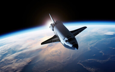 Space shuttle taking off on a mission, Generative AI.