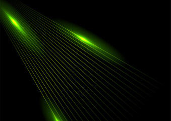 Green glowing minimal lines abstract futuristic tech background. Vector digital art design © saicle