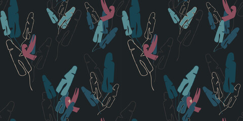 tropical wallpaper dark. banana leaf vector seamless pattern. black background and pink birds