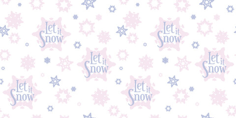 Fototapeta na wymiar snowflake wallpaper vector pattern. let it snow soft pink and white background. sweet girls repeat design
