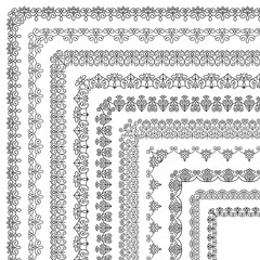Set of vector corner brushes with floral patterns. Brushes included in the file