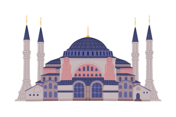 Fototapeta na wymiar Mosque with Dome and Tower as Traditional Istanbul Symbol Vector Illustration