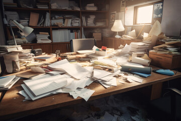 messy work desk, Generative AI