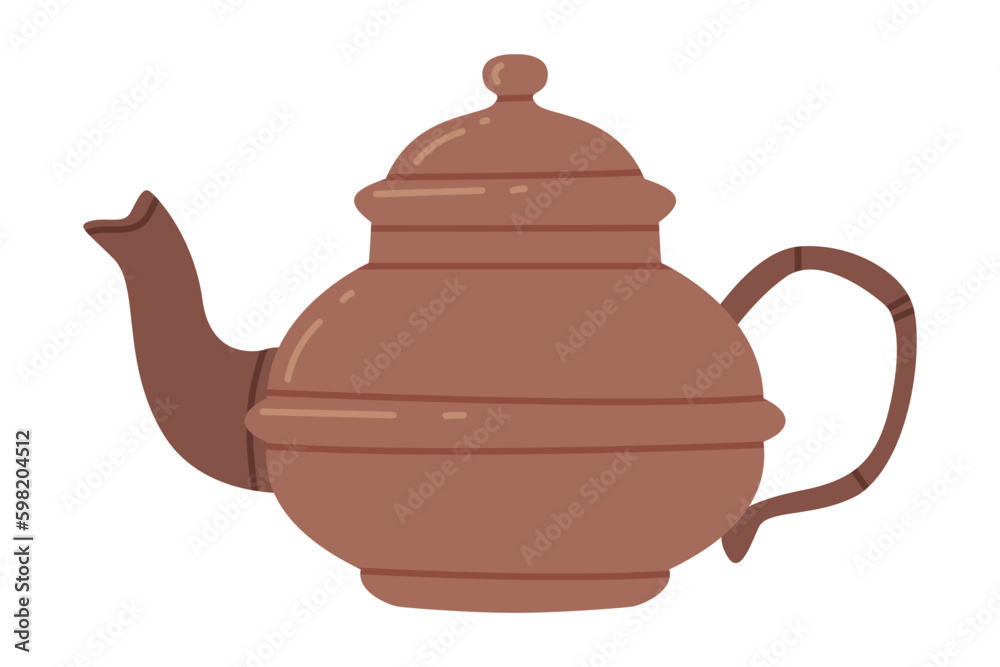 Poster ceramic teapot for brewing tea as traditional istanbul symbol vector illustration